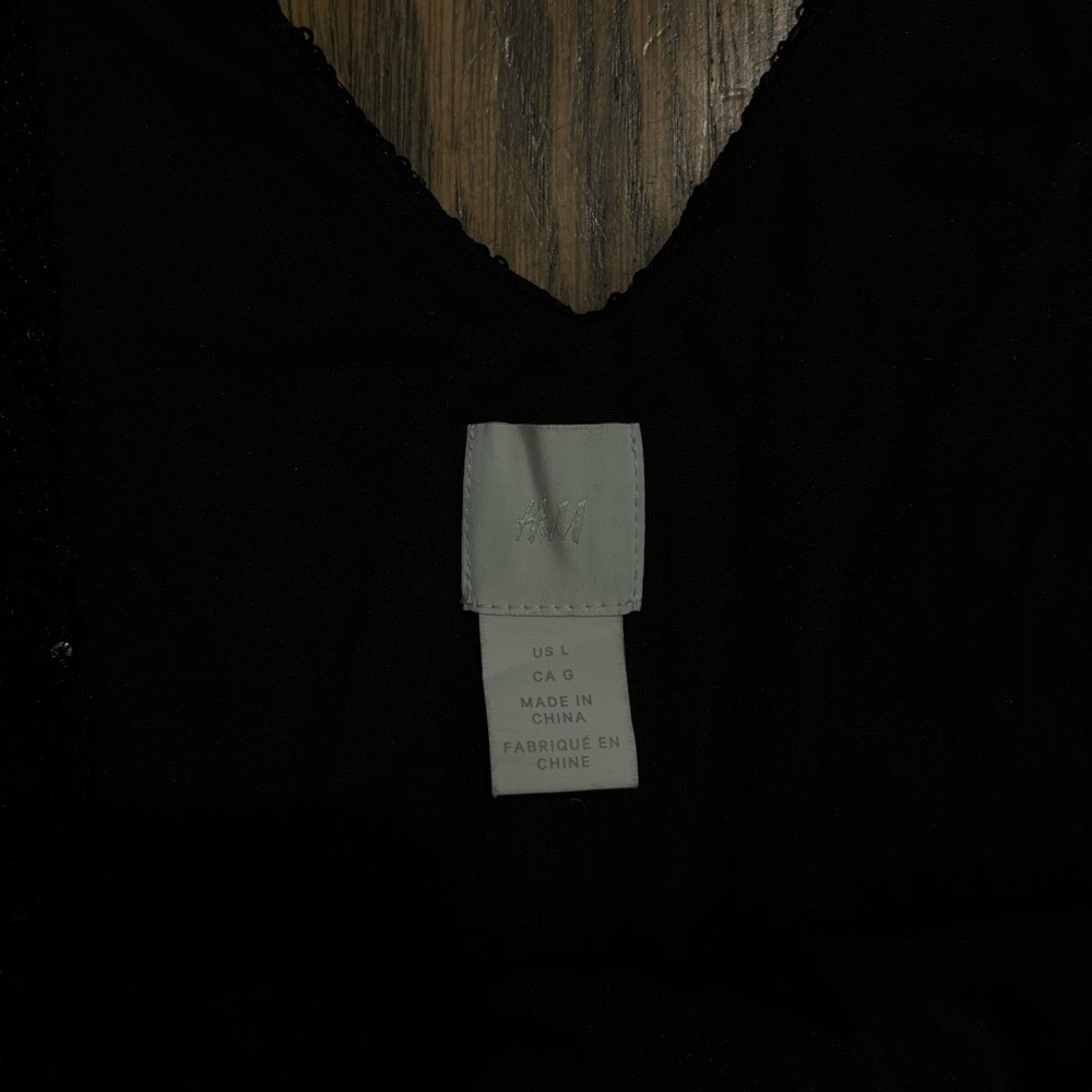 Black Sequin Size L H&M Mini Dress - Picture 3 of 9